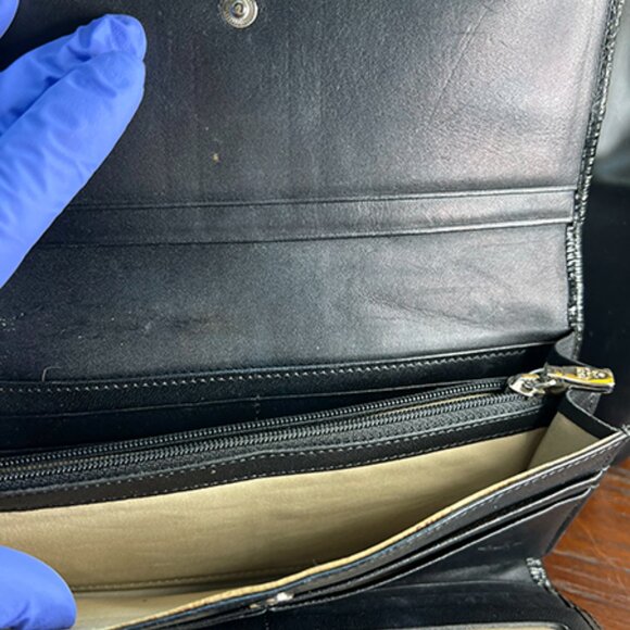 MCM Signature Monogram Black Leather Trifold Wallet - Picture 8 of 10